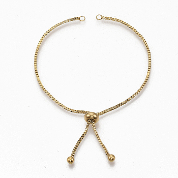 Adjustable 304 Stainless Steel Slider Bracelets Making, Bolo Bracelets, with 202 Stainless Steel Beads, Fit for Connector Charms, Golden, Single Chain Length: about 12cm, Hole: 2mm