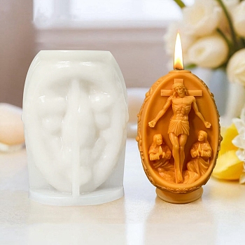 Easter Theme Saint DIY Silicone Candle Molds, Resin Casting Molds, White, 112x81.5x62mm