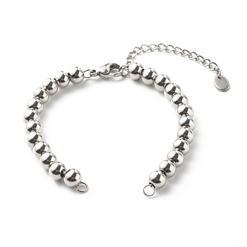 202 Stainless Steel Bracelet Making Findings, with Rondelle Beads, Stainless Steel Color, 5-7/8 inch(15cm)
