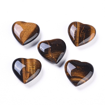 Natural Tiger Eye Heart Love Stone, Pocket Palm Stone for Reiki Balancing, 20x20x7mm