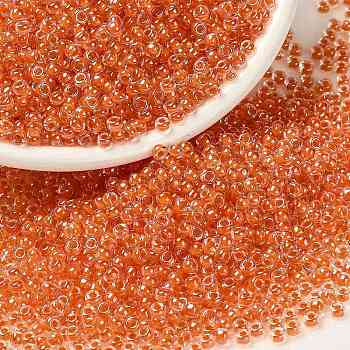 MIYUKI Round Rocailles Beads, Japanese Seed Beads, (RR236) Orange Lined Crystal, 8/0, 3mm, Hole: 1mm, about 2111~2277pcs/50g