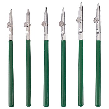 6Pcs 3 Style Art Ruling Pen, Iron Head & Plastic Handle Fine Line Masking Fluid Pen, for Applying Masking Fluid Line Work, Dark Green, 123~136x8.5~10x7mm, 2pcs/style