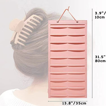 Wall-mounted Non-woven Fabric Claw Hair Clips Storage Bag, Rectangle, Light Coral, 80x35cm.