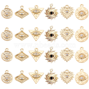 Real 18K Gold Plated Mixed Shapes Alloy+Rhinestone Pendants