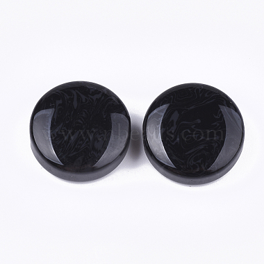 21mm Black Flat Round Resin Beads