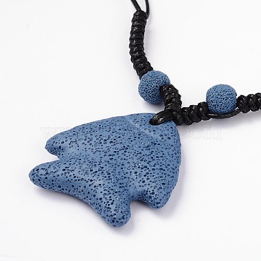 Fish Lava Rock Pendants Necklaces(NJEW-D206-01)-2