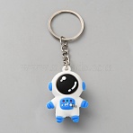 Astronaut PVC & Iron Pendant Keychains, for Keychains, Purse, Backpack Ornament, Platinum, Blue, 102mm(KEYC-WH0053-030P-02)