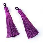 Polyester Tassel Big Pendants Decoration, Purple, 80~90x8.5~9mm, Hole: 4x6mm(AJEW-S059-04)