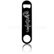 430 Stainless Steel Bottle Openers, Laser Cut, Rectangle, June Rose, 178x40x2mm(AJEW-WH0259-039)