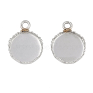 Non-Tarnish 304 Stainless Steel Pendant Cabochon Settings, Round, Stainless Steel Color, Tray: 12mm,17x13.5x3.5mm, Hole: 2mm, tray: 12mm(STAS-Z070-01P-02)