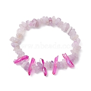 Natural Amethyst Chips Beaded Stretch Bracelets, Natural Dyed Quartz Crystal Pointed Stretch Bracelets for Women, Inner Diameter: 2 inch(5.1cm)(BJEW-TA00494-04)