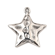 304 Stainless Steel Pendants, Star Charm, Antique Silver, 29x27x3mm, Hole: 2mm(STAS-K264-01AS)