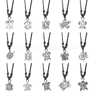 15Pcs 15 Styles Tortoise Resin Pendant Necklaces Set with Adjustable Cotton Cords, Yin Yang & Skull & Evil Eye Pattern, WhiteSmoke, 19.29~37.40 inch(49~95cm), 1Pc/style(NJEW-AN0001-51A)