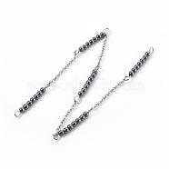 Non-Magnetic Synthetic Hematite Beads Handmade Chains, Unwelded, with 304 Stainless Steel Cable Chains and Eye Pin, 22x2mm, 39.37 inch(1m)/strand(AJEW-JB00405-6)