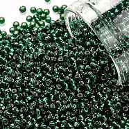 TOHO Round Seed Beads, Japanese Seed Beads, (36) Silver Lined Green Emerald, 11/0, 2.2mm, Hole: 0.8mm, about 1110pcs/bottle, 10g/bottle(SEED-JPTR11-0036)