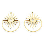 201 Stainless Steel Pendants, Flower Charm, Real 18K Gold Plated, 31.5x26x1mm, Hole: 1.5mm(STAS-N090-LA952-2)