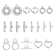 10 Sets 5 Styles 304 Stainless Steel Toggle Clasps, Heart & Ring & Flower, Mixed Shapes, Stainless Steel Color, 7~28x9.5~23.5x1.5~3mm, 2 sets/style(STAS-CA0001-75)