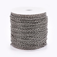 Iron Textured Cable Chains, Unwelded, with Spool, Gunmetal, 5.8x3.4x0.9mm, about 328.08 Feet(100m)/roll(CH-0.9YHSZ-B)