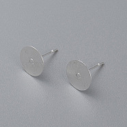304 Stainless Steel Stud Earring Findings, Flat Round, Silver, 10x0.3mm, Pin: 12x0.7mm(STAS-H436-24S-10mm)