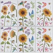 Wall Decorative Stickers, Plastic Adhesive Waterproof Window Decals for Kids DIY Craft Wall Decoration, Sunflower Pattern, Sunflower Pattern, 298x199x0.3mm, Sticker: 25~236x20~110mm, 6pcs/set(DIY-WH0409-19)