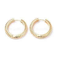 Clear Cubic Zirconia Hollow Out Hoop Earrings, Brass Jewelry for Women, Real 18K Gold Plated, 28.5x29.5x5mm, Pin: 0.8mm(EJEW-G333-20G)