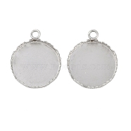 Non-Tarnish 304 Stainless Steel Pendant Cabochon Settings, Round, Stainless Steel Color, Tray: 20.5mm,25.5x21x4mm, Hole: 2.8mm, tray: 20.5mm(STAS-Z070-01P-04)