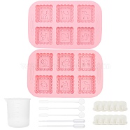 DIY Soap Silicone Mold Kits, with Constellations Pattern Food Grade Silicone Molds, Plastic Round Stirring Rod & Transfer Pipettes, Latex Finger Cots and 100ml Silicone Measuring Cup, Mixed Color, 250x160x18mm, 2pcs(DIY-PH0004-67)