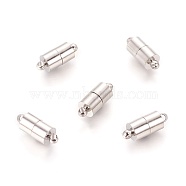 Brass Magnetic Clasps with Loops, Nickel Free, Column, Platinum, 16x6mm, Hole: 1.5mm(MC027-NF)