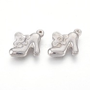 201 Stainless Steel Pendants, High-heeled Shoes, Stainless Steel Color, 17.5x14x3mm, Hole: 1.4mm(STAS-O118-39P)