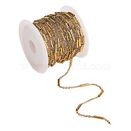 304 Stainless Steel Cable Chains, with Tube Beads, Golden, 2x1.5x0.3mm, 5m/roll(CHS-CJC0001-05G)