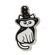 Halloween Themed Double-sided Printed Acrylic Pendants, Cat Shape, Black, 49x27x2mm, Hole: 1.2mm(OACR-L017-03C)