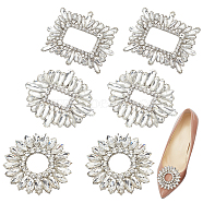 WADORN 6Pcs 3 Style Alloy Crystal Rhinestone Shoe Decorations, Detachable Shoe Buckle Clips, Platinum, 56~61.5x63.5~68.5x4.5~7mm, 2pcs/style(FIND-WR0011-30)