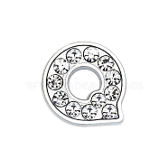 Eco-Friendly Zinc Alloy Slide Charms, with Rhinestone, Platinum Plated, Letter, Crystal, Letter.Q, 12mm, Hole: 1.5x7.9mm(ALRI-WH0001-01P-Q)