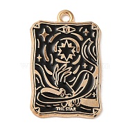 Alloy Pendants, with Enamel, Golden, Rectangle with Tarot Charm, Star, 28x18x1.5mm, Hole: 1.8mm(ENAM-R144-01G-08)