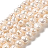 Natural Cultured Freshwater Pearl Beads Strands, Two Sides Polished, Grade 4A, Floral White, 7~8x8~9x6.5~7mm, Hole: 0.5mm, about 44pcs/strand, 12.99~13.19''(33~33.5cm)(PEAR-E017-09)