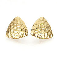 Brass Ear Stud Findings, with Loop, Triangle, Nickel Free, Real 18K Gold Plated, 16.5x17mm, Hole: 2mm, pin: 0.5mm(KK-S336-21G)