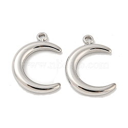 304 Stainless Steel Pendants, Double Horn/Crescent Moon Charm, Stainless Steel Color, 17.5x13x2mm, Hole: 1.6mm(STAS-L022-223P)