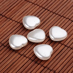 Heart Acrylic Imitation Pearl Beads, White, 15x15.5x6mm, Hole: 0.5mm(X-OACR-O002-3972)