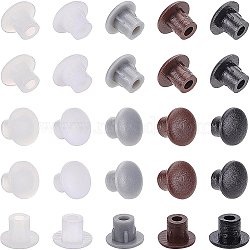 BENECREAT 100Pcs 5 Colors Plastic Tapped Hole Plugs, Screw Cover Caps, Furniture Accessories, Mixed Color, 8x6mm, Hole: 2.3mm, 200pcs/color(FIND-BC0002-87)