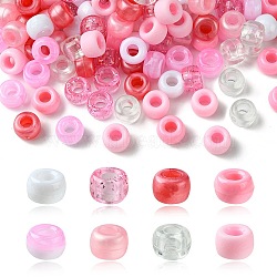 424G 8 Styles Plastic Pearlized Beads, Barrel, Pearl Pink, 9x6mm, Hole: 3.5~3.8mm, 53g/style(KY-FS0001-21D)