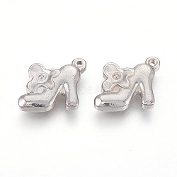 201 Stainless Steel Pendants, High-heeled Shoes, Stainless Steel Color, 17.5x14x3mm, Hole: 1.4mm(STAS-O118-39P)
