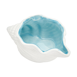 Porcelain Ashtray Decorations, Home Office Tabletop Decoration, Conch Shape, Light Blue, 80x131.5x56mm, Inner Diameter: 86x58mm(DJEW-WH0058-11C)