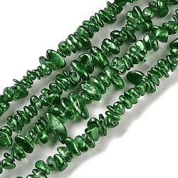 Electroplate Glass Beads Strands, Chip, Green, 2.5~6.5x3~10x4~12.5mm, Hole: 1mm, 33.86''(86cm)(GLAA-P062-B03)