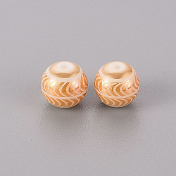 Electroplate Glass Beads, Round with Wave Pattern, Rose Gold Plated, 10mm, Hole: 1.2mm(EGLA-Q123-008B)