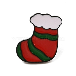 Christmas Theme Zinc Alloy Enamel Pin Brooch for Backpack Clothes, Christmas Socking, 23x20.5mm(JEWE-R003-01EB-08)