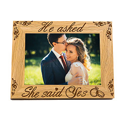 Natural Wood Photo Frames, for Tabletop Display Photo Frame, Rectangle with Word, Black, 150x200mm(DIY-WH0234-015)