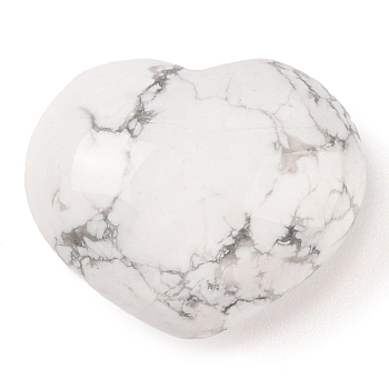 Natural Howlite Love Heart Stone, Pocket Palm Stone for Reiki Balancing, 24~25.5x30x15~17mm