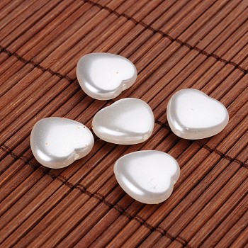 Heart Acrylic Imitation Pearl Beads, White, 15x15.5x6mm, Hole: 0.5mm