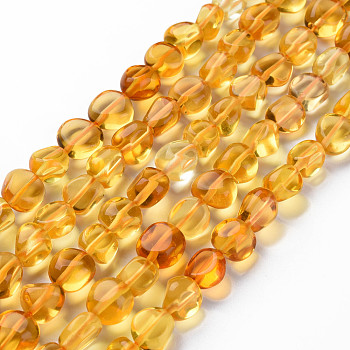 Natural Citrine Beads Strands, Nuggets, Tumbled Stone, Dyed & Heated, Grade A, 10~20x5~12x4~10mm, Hole: 1mm, about  35~45 pcs/Strand, 15.35~16.14 inch(39~41cm