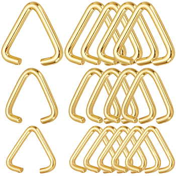 Iron Triangle Rings, Buckle Clasps, Fit For Top Drilled Beads, Webbing, Strapping Bags, Golden, 10~13x11.5~14x1.2~1.6mm, 100pcs/style